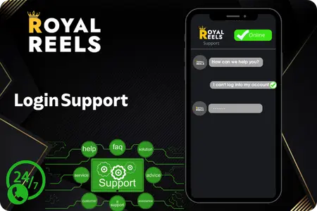 Customer support for login issues at Royal Reels Casino.