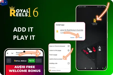 Royal Reels App install on Android in Australia