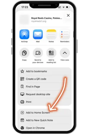 Add Royal Reels App to home screen iOS
